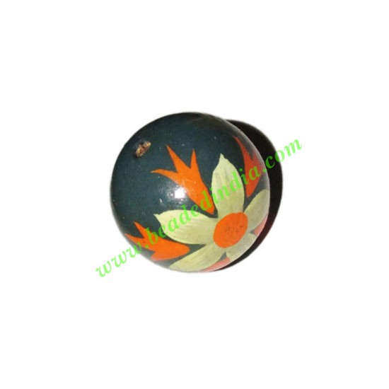 Picture of Wooden Painted Beads, Fancy Design Hand-painted beads, size 25mm, weight approx 6.42 grams