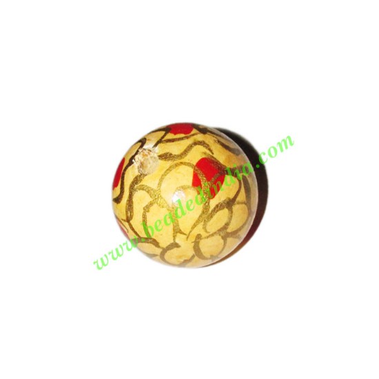 Picture of Wooden Painted Beads, Fancy Design Hand-painted beads, size 25mm, weight approx 6.42 grams