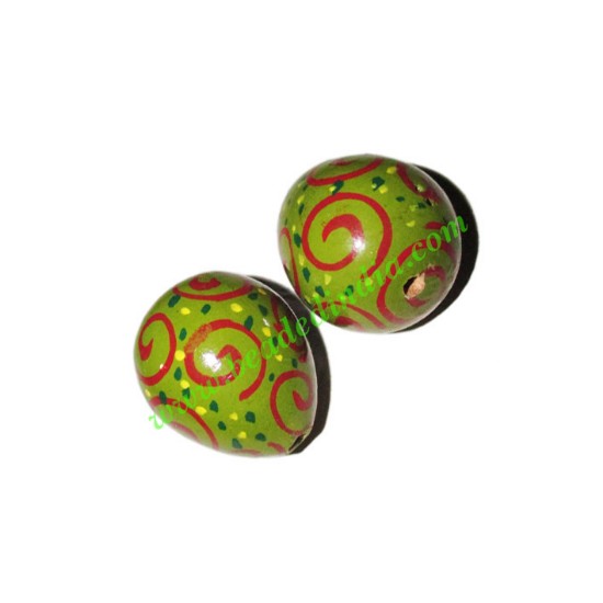 Picture of Wooden Painted Beads, Fancy Design Hand-painted beads, size 23x28mm, weight approx 5.9 grams