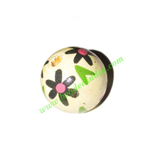 Picture of Wooden Painted Beads, Fancy Design Hand-painted beads, size 20mm, weight approx 2.95 grams