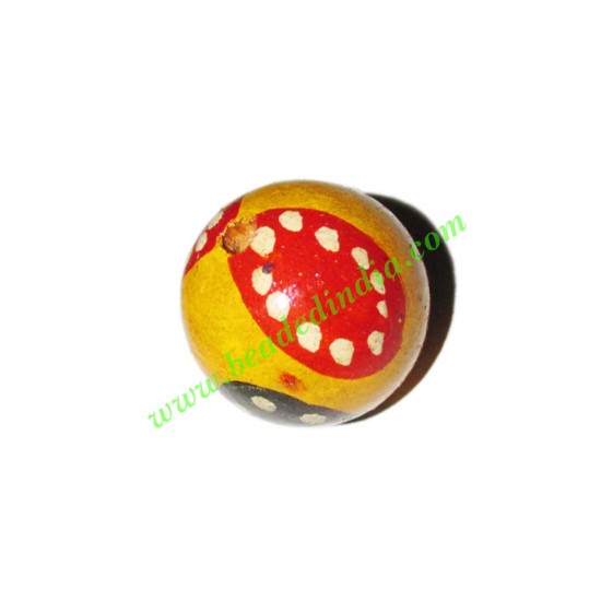Picture of Wooden Painted Beads, Fancy Design Hand-painted beads, size 20mm, weight approx 2.95 grams