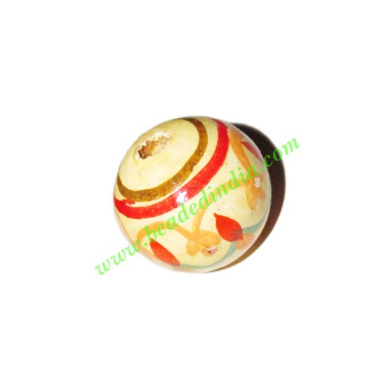 Picture of Wooden Painted Beads, Fancy Design Hand-painted beads, size 20mm, weight approx 2.95 grams