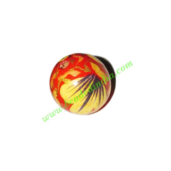 Picture of Wooden Painted Beads, Fancy Design Hand-painted beads, size 20mm, weight approx 2.95 grams