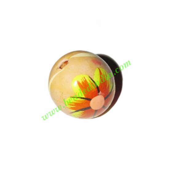 Picture of Wooden Painted Beads, Fancy Design Hand-painted beads, size 20mm, weight approx 2.95 grams