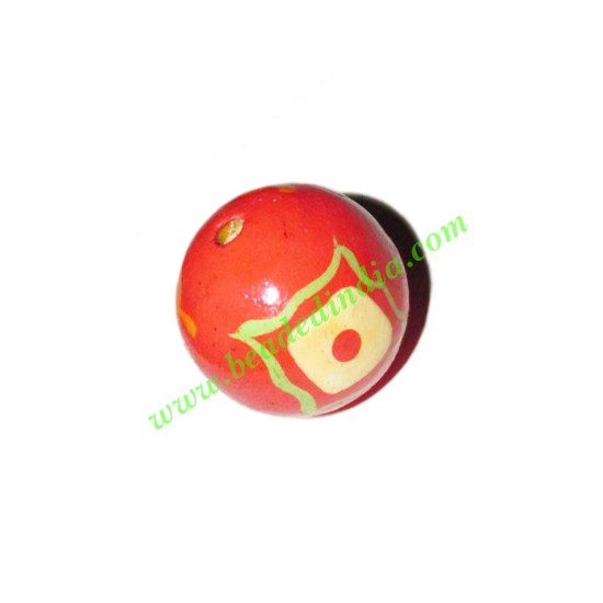 Picture of Wooden Painted Beads, Fancy Design Hand-painted beads, size 20mm, weight approx 2.95 grams