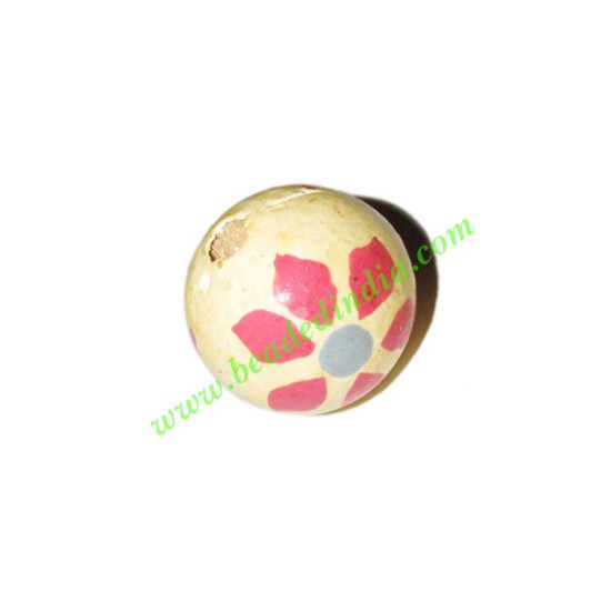 Picture of Wooden Painted Beads, Fancy Design Hand-painted beads, size 20mm, weight approx 2.95 grams