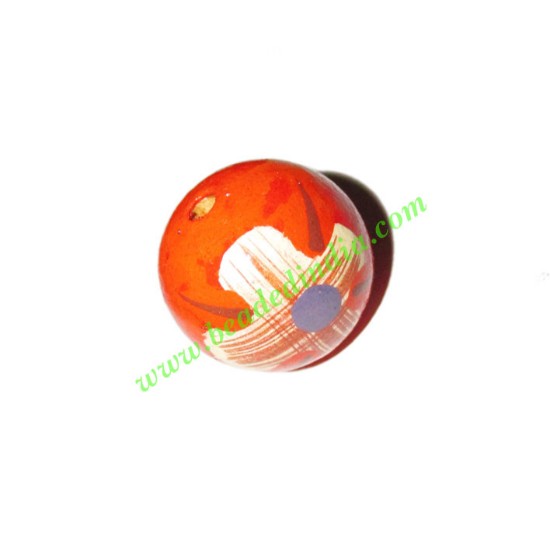 Picture of Wooden Painted Beads, Fancy Design Hand-painted beads, size 20mm, weight approx 2.95 grams