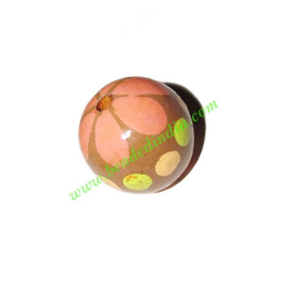 Picture of Wooden Painted Beads, Fancy Design Hand-painted beads, size 20mm, weight approx 2.95 grams