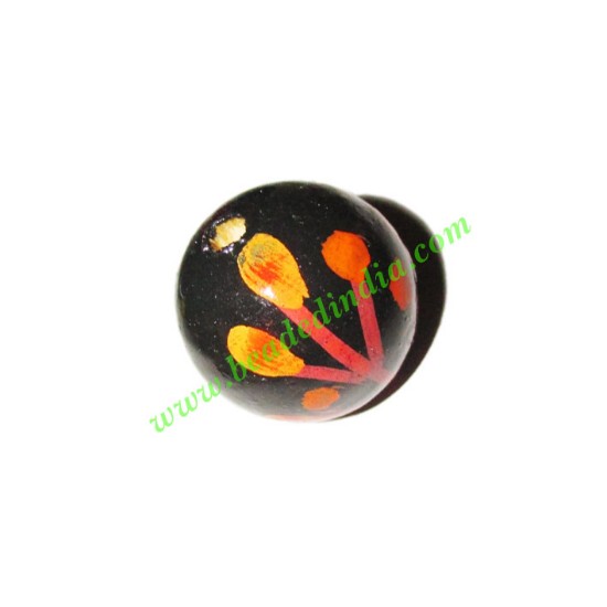 Picture of Wooden Painted Beads, Fancy Design Hand-painted beads, size 20mm, weight approx 2.95 grams