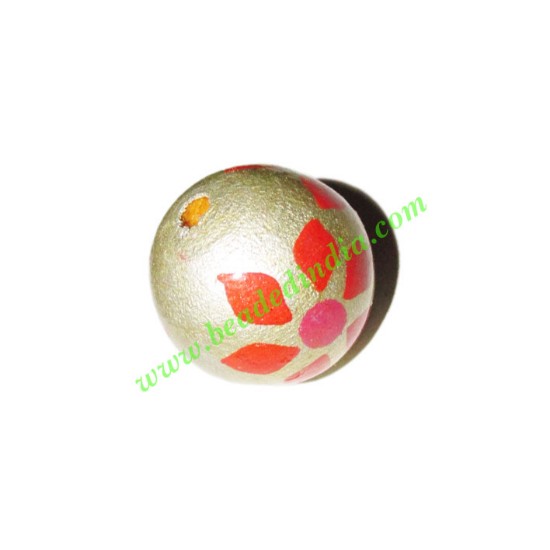 Picture of Wooden Painted Beads, Fancy Design Hand-painted beads, size 20mm, weight approx 2.95 grams