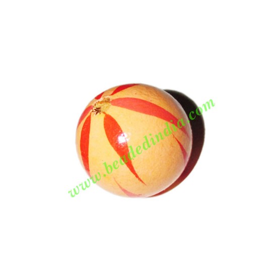 Picture of Wooden Painted Beads, Fancy Design Hand-painted beads, size 20mm, weight approx 2.95 grams