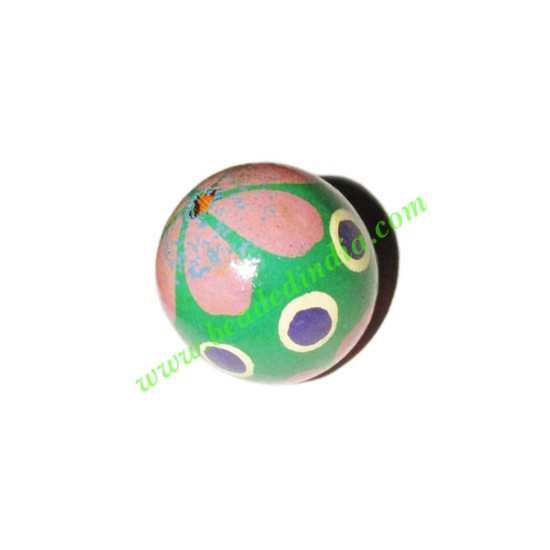 Picture of Wooden Painted Beads, Fancy Design Hand-painted beads, size 20mm, weight approx 2.95 grams