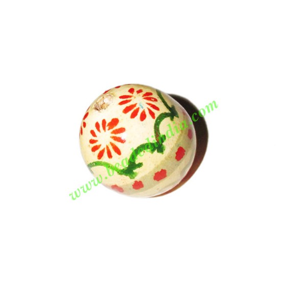 Picture of Wooden Painted Beads, Fancy Design Hand-painted beads, size 20mm, weight approx 2.95 grams