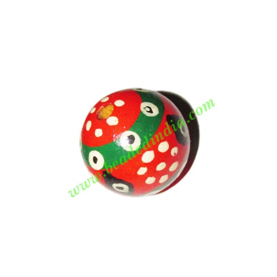 Picture of Wooden Painted Beads, Fancy Design Hand-painted beads, size 20mm, weight approx 2.95 grams