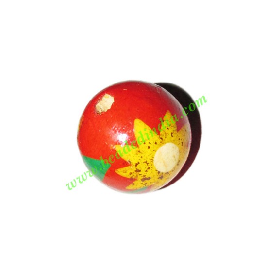 Picture of Wooden Painted Beads, Fancy Design Hand-painted beads, size 20mm, weight approx 2.95 grams