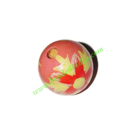 Picture of Wooden Painted Beads, Fancy Design Hand-painted beads, size 20mm, weight approx 2.95 grams