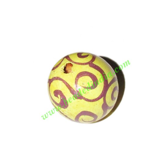 Picture of Wooden Painted Beads, Fancy Design Hand-painted beads, size 20mm, weight approx 2.95 grams