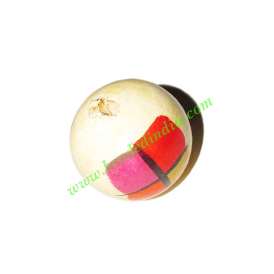 Picture of Wooden Painted Beads, Fancy Design Hand-painted beads, size 20mm, weight approx 2.95 grams