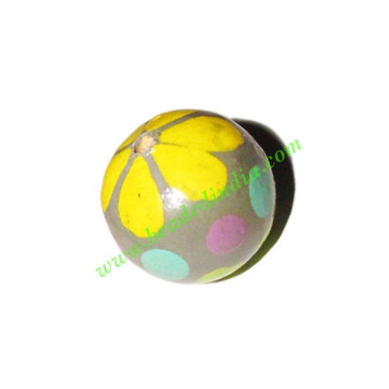 Picture of Wooden Painted Beads, Fancy Design Hand-painted beads, size 20mm, weight approx 2.95 grams