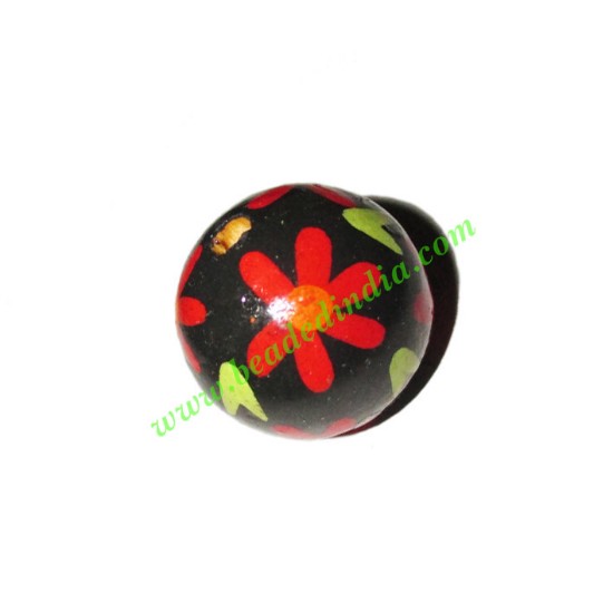 Picture of Wooden Painted Beads, Fancy Design Hand-painted beads, size 20mm, weight approx 2.95 grams