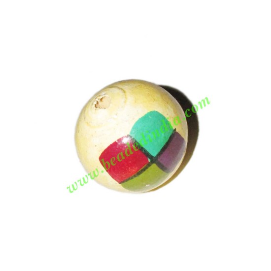 Picture of Wooden Painted Beads, Fancy Design Hand-painted beads, size 20mm, weight approx 2.95 grams