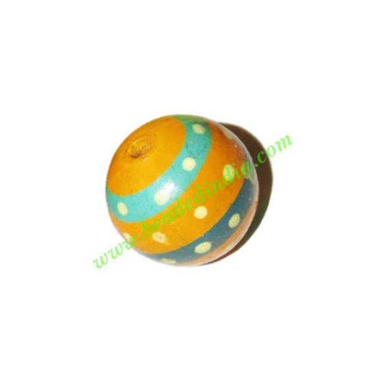 Picture of Wooden Painted Beads, Fancy Design Hand-painted beads, size 20mm, weight approx 2.95 grams