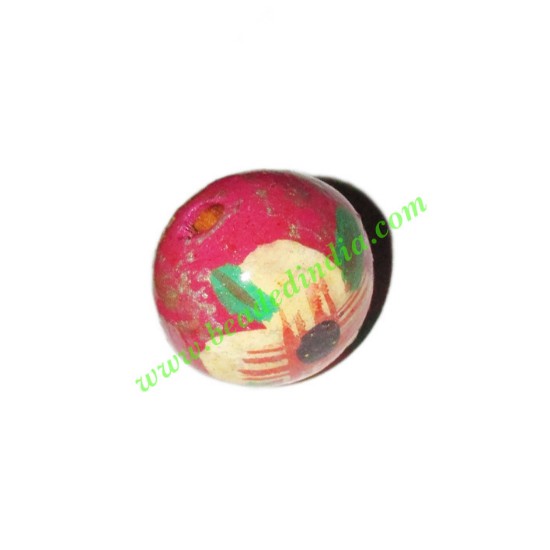 Picture of Wooden Painted Beads, Fancy Design Hand-painted beads, size 20mm, weight approx 2.95 grams