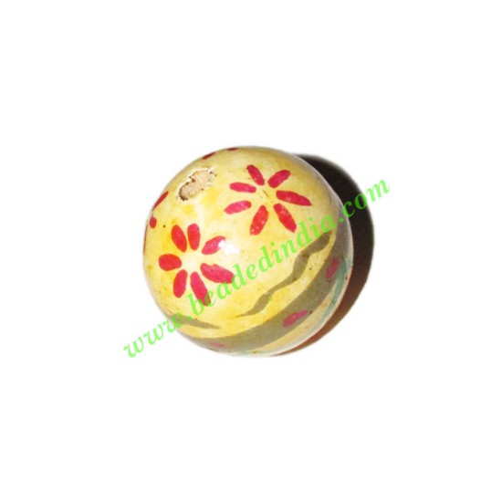 Picture of Wooden Painted Beads, Fancy Design Hand-painted beads, size 20mm, weight approx 2.95 grams