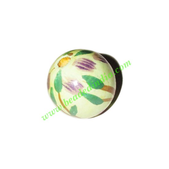 Picture of Wooden Painted Beads, Fancy Design Hand-painted beads, size 20mm, weight approx 2.95 grams