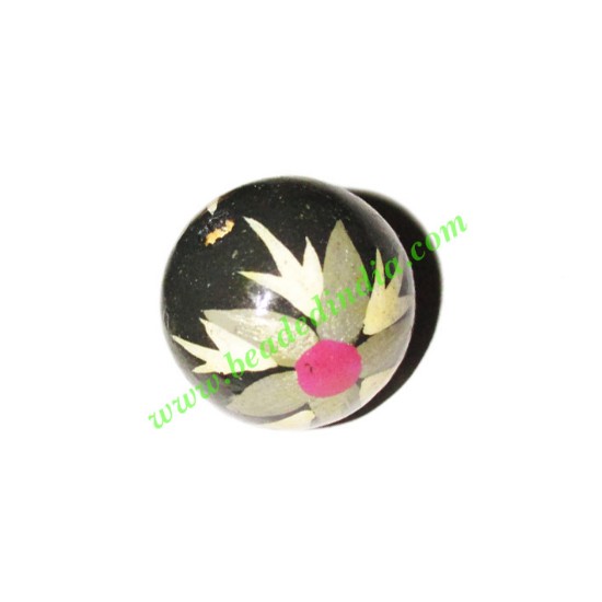 Picture of Wooden Painted Beads, Fancy Design Hand-painted beads, size 20mm, weight approx 2.95 grams