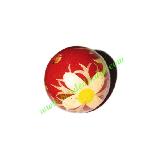 Picture of Wooden Painted Beads, Fancy Design Hand-painted beads, size 20mm, weight approx 2.95 grams