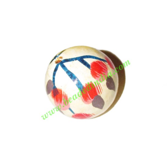 Picture of Wooden Painted Beads, Fancy Design Hand-painted beads, size 20mm, weight approx 2.95 grams