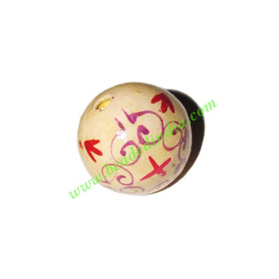 Picture of Wooden Painted Beads, Fancy Design Hand-painted beads, size 20mm, weight approx 2.95 grams