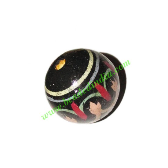 Picture of Wooden Painted Beads, Fancy Design Hand-painted beads, size 20mm, weight approx 2.95 grams