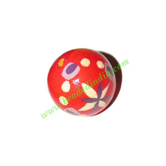 Picture of Wooden Painted Beads, Fancy Design Hand-painted beads, size 20mm, weight approx 2.95 grams