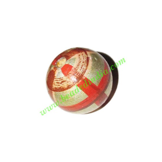 Picture of Wooden Painted Beads, Fancy Design Hand-painted beads, size 20mm, weight approx 2.95 grams