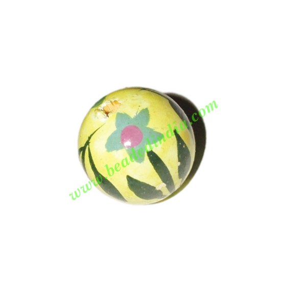 Picture of Wooden Painted Beads, Fancy Design Hand-painted beads, size 20mm, weight approx 2.95 grams