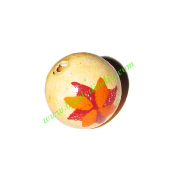 Picture of Wooden Painted Beads, Fancy Design Hand-painted beads, size 20mm, weight approx 2.95 grams