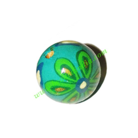 Picture of Wooden Painted Beads, Fancy Design Hand-painted beads, size 20mm, weight approx 2.95 grams