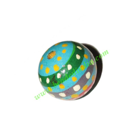 Picture of Wooden Painted Beads, Fancy Design Hand-painted beads, size 20mm, weight approx 2.95 grams