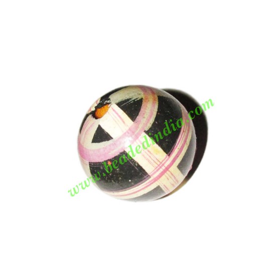 Picture of Wooden Painted Beads, Fancy Design Hand-painted beads, size 20mm, weight approx 2.95 grams