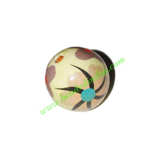 Picture of Wooden Painted Beads, Fancy Design Hand-painted beads, size 20mm, weight approx 2.95 grams