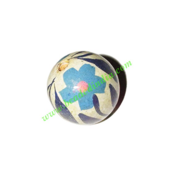 Picture of Wooden Painted Beads, Fancy Design Hand-painted beads, size 20mm, weight approx 2.95 grams