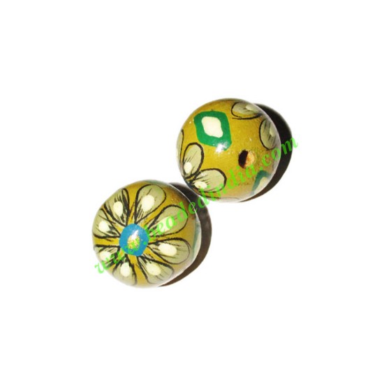 Picture of Wooden Painted Beads, Fancy Design Hand-painted beads, size 20mm, weight approx 2.95 grams