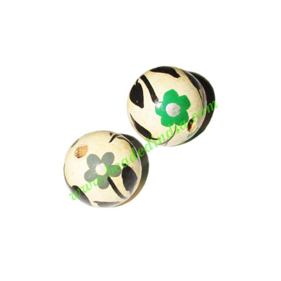 Picture of Wooden Painted Beads, Fancy Design Hand-painted beads, size 20mm, weight approx 2.95 grams