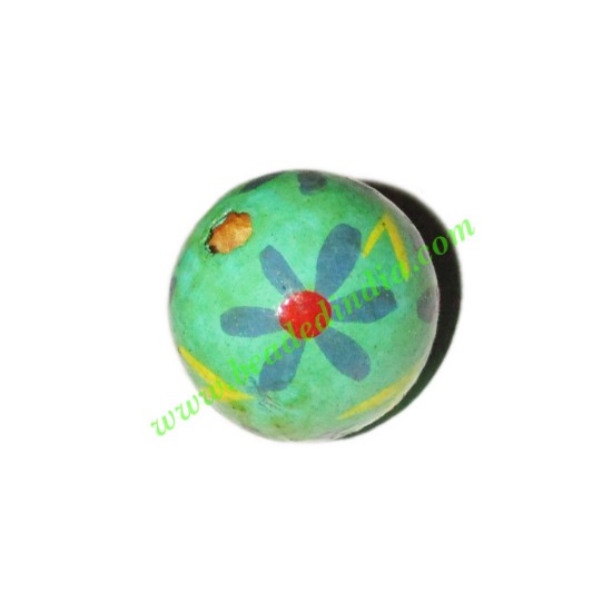 Picture of Wooden Painted Beads, Fancy Design Hand-painted beads, size 20mm, weight approx 2.95 grams