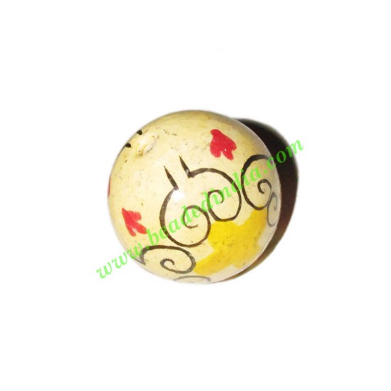 Picture of Wooden Painted Beads, Fancy Design Hand-painted beads, size 20mm, weight approx 2.95 grams