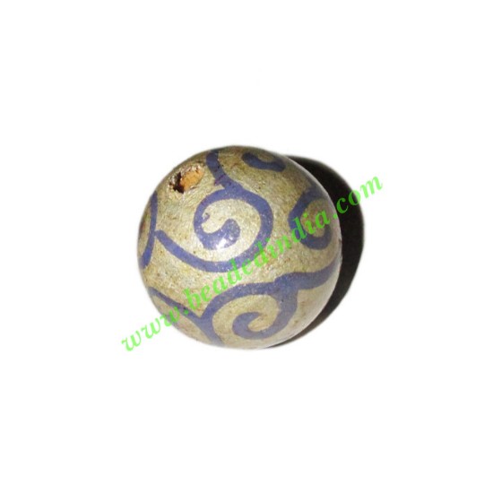 Picture of Wooden Painted Beads, Fancy Design Hand-painted beads, size 20mm, weight approx 2.95 grams