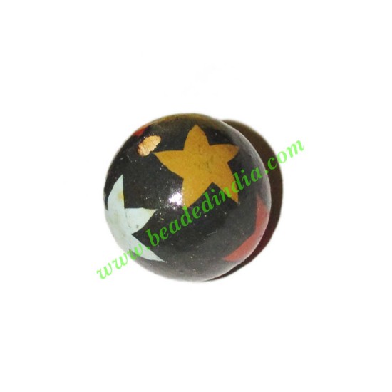 Picture of Wooden Painted Beads, Fancy Design Hand-painted beads, size 20mm, weight approx 2.95 grams