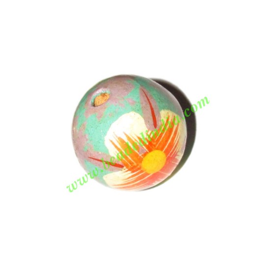 Picture of Wooden Painted Beads, Fancy Design Hand-painted beads, size 20mm, weight approx 2.95 grams